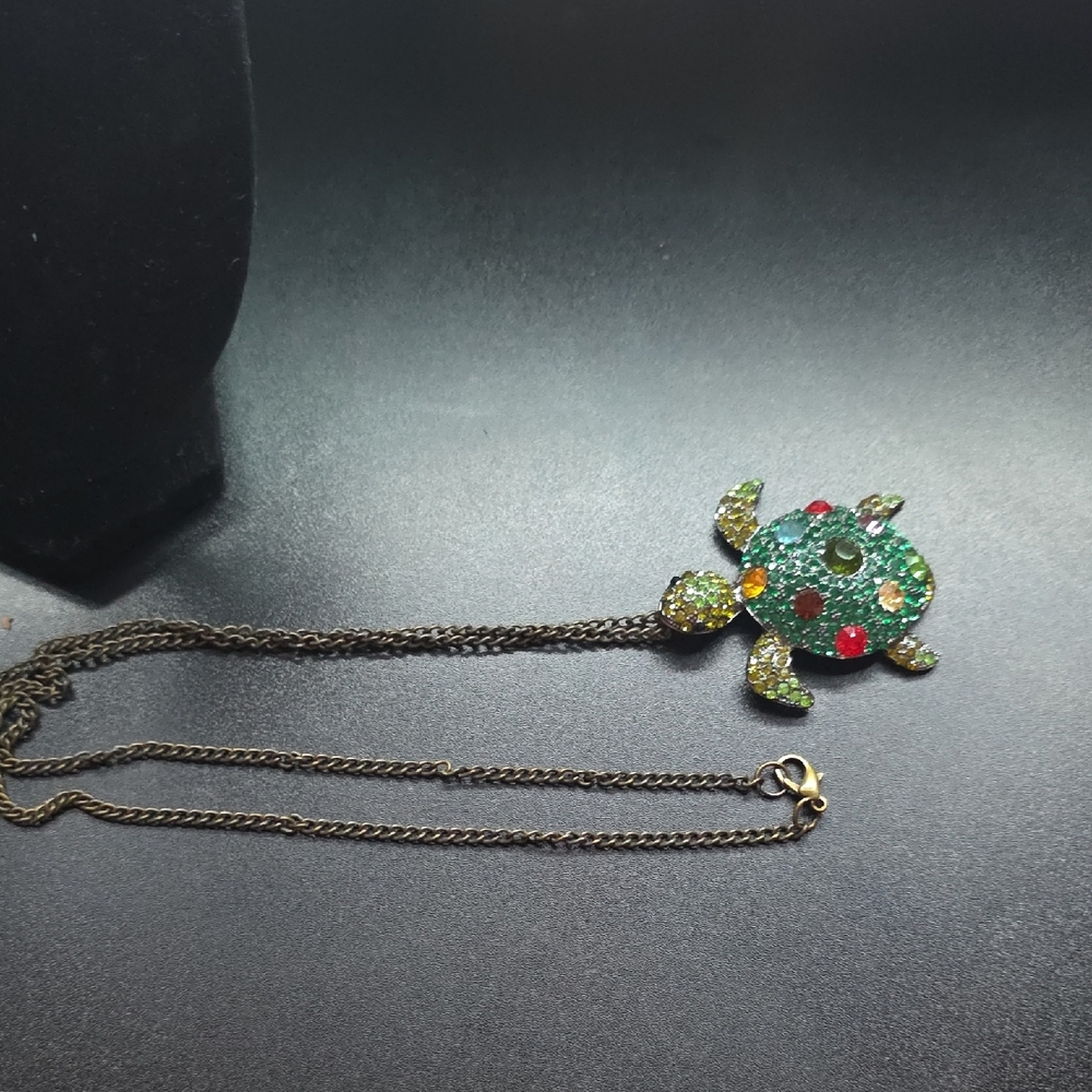 Source Unknown Multicolor Crystal Turtle Pendant … - image 5
